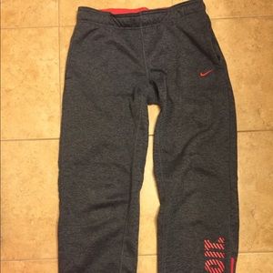 Nike Heather gray and pink-red sweatpants